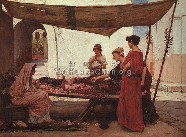A Grecian Flower Market - 约翰·威廉姆·沃特豪斯